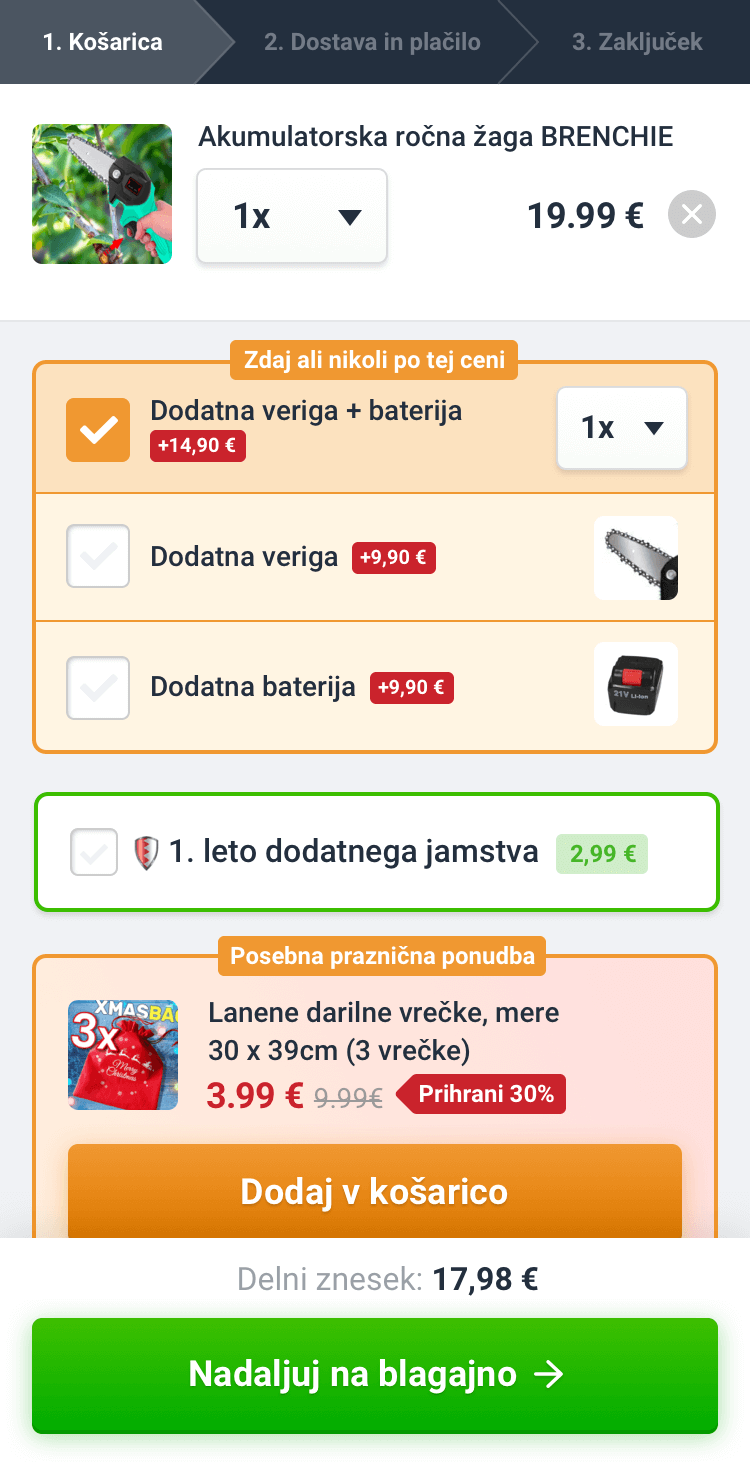 Holiday bundle upsell inside mobile cart